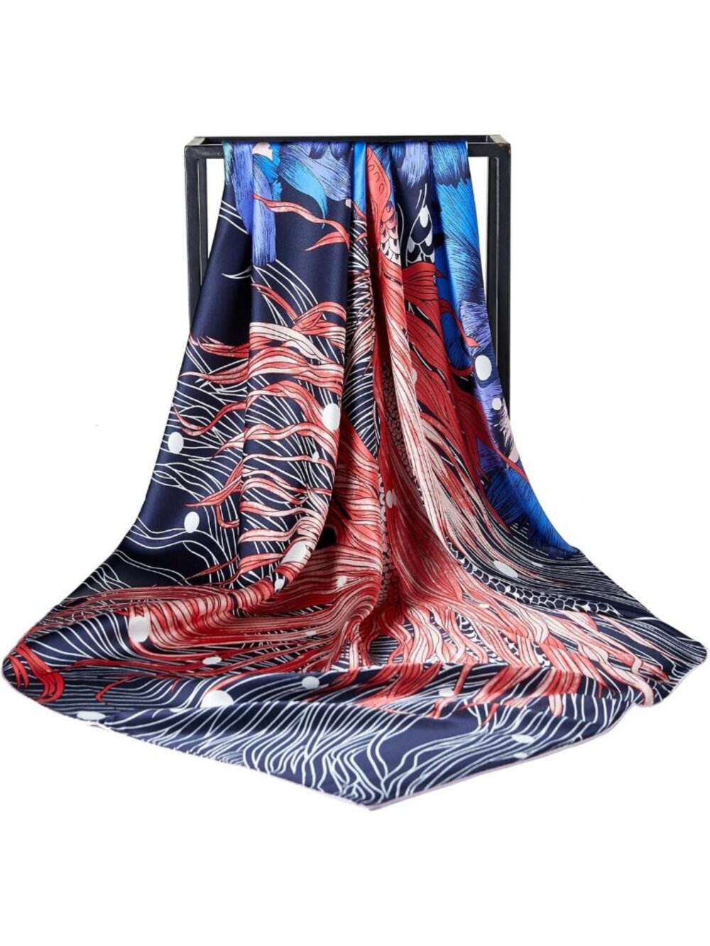 43" Large Square Silk Scarf for Women - 100% Silk Hair Wrap & Night Bandana